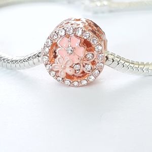 Pink Flowers Charm | Fits Pandora